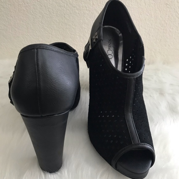 Nine & Co. Black Peep Toe Ankle Boots - Picture 5 of 8